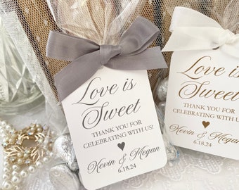 Love is Sweet Wedding Favor Bags, Wedding Bags for Candy Cookies, Reception Favor Gift Bags for Guests, Take Home Thank You Bags, Printed