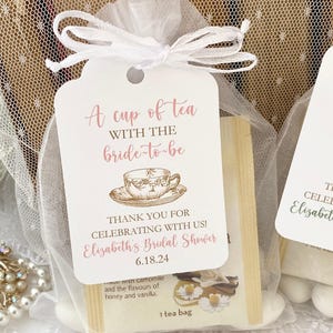 Tea Party Bridal Shower Favor Bags & Personalized Tags image 2