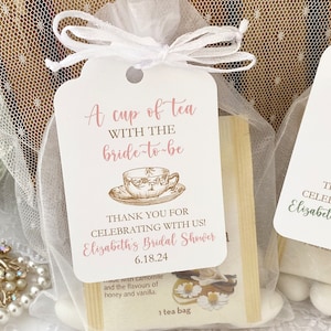 Tea Party Bridal Shower Favor Bags and Tags, A Cup of Tea with the Bride to Be Favors, Bridal Shower Tea Party Favor Tags, Tea Themed Shower image 2