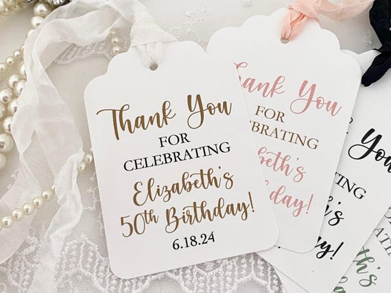 Personalized Birthday Favor Tags: Thank You Gift Tags