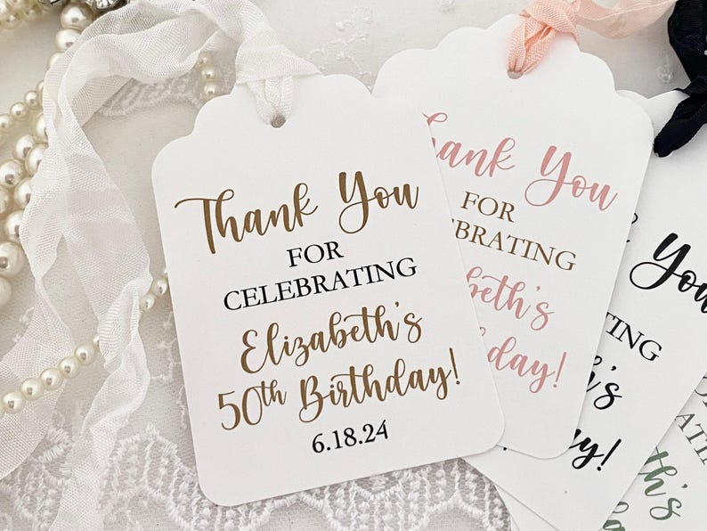 Personalized Birthday Favor Tags: Thank You Gift Tags afbeelding 1