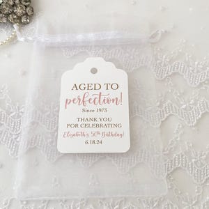 Aged to Perfection Birthday Favor Bags: Personalized Thank You Tags image 2