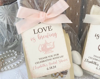Love is Brewing Tea Party Favor Bags, Tea Party Bridal Shower Favor Bags for Guests Tea Party Thank You Gift Bags