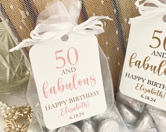 50 and Fabulous Birthday Favor Bags, 50th 50 Fifty Adult Birthday Party Favors for Women, Mom, Sister, 50th Fabulous Birthday Favors