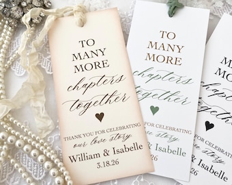 Personalized Wedding Bookmark Favors: To Many More Chapters