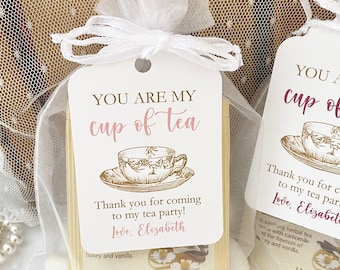 Tea Cup Favor Bags for Bridal Shower, Birthday, Tea Party, You are my Cup of Tea Favor Bags, Tea Bag Favors, Personalized Tea Party Gift