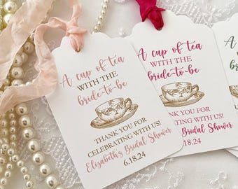 Teacup Bridal Shower Favor Tags: Tea Party Gift Tags