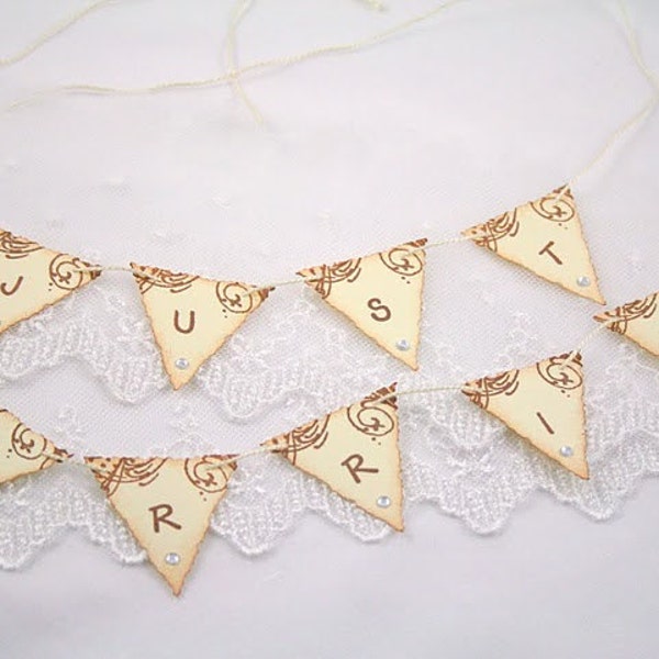 Cake Toppers Just Married Wedding Cake Topper Banner Garland Bunting