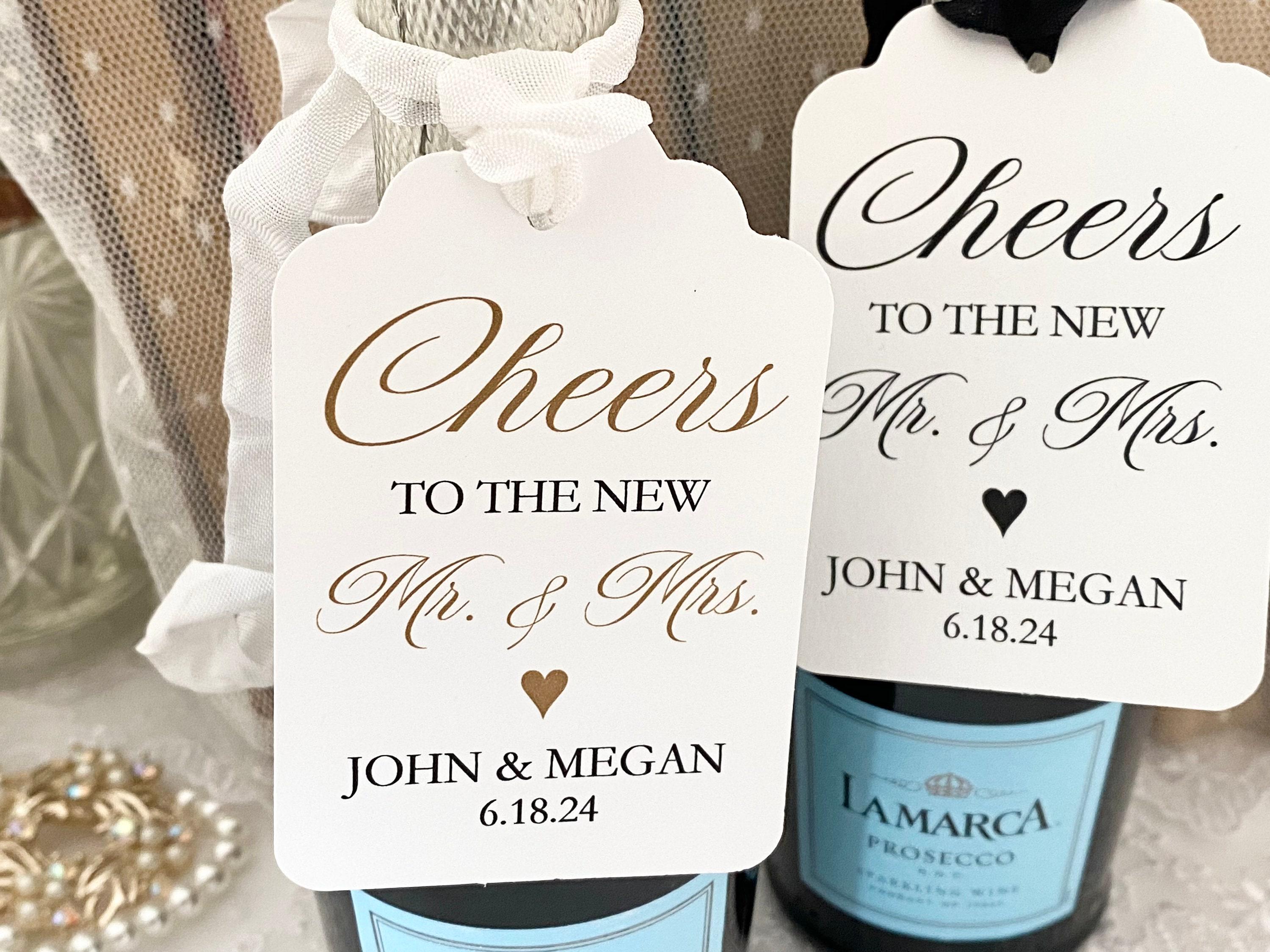 Personalized Wedding Favor Tags: Mr. & Mrs. Wine Champagne Labels