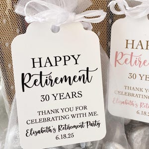 Personalized Retirement Party Favor Bags: Organza, Ribbon & Cardstock