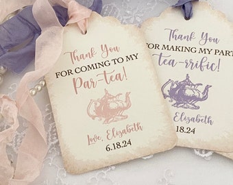 Thank You for Coming to My Tea Party Tags, Tea Party Thank You Favor Gift Tags, Par-Tea Tea-riffic Tea Party Tags, Birthday Tea Party Tags