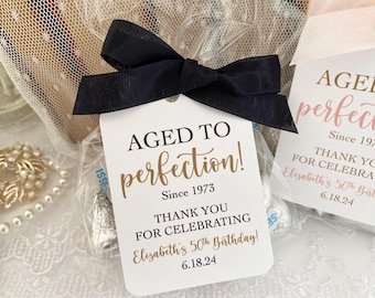 Aged to Perfection Birthday Party Favor Bags: Personalized Tag DIY Kit