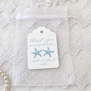 Beach Wedding Favor Bags: Starfish, Seashell, Personalized Tags image 4