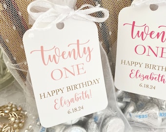 Happy 21st Birthday Favor Bags, Twenty One 21 Adult Birthday Treat Bags, Birthday Party Favor Gift Bags