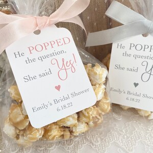 He Popped the Question Popcorn Bridal Favor Bags She Said Yes Bags Bridal Shower Popcorn Favor Bags