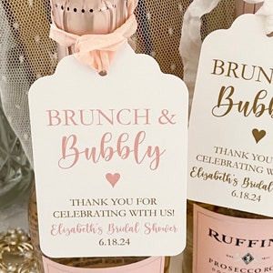 Brunch and Bubbly Tags, Bridal Shower Champagne Favor Tags, Bridal Shower Favor Tags, Printed