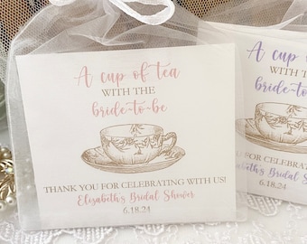 Tea Party Bridal Shower Favors, Tea Party Gift Favor Bags, A Cup of Tea with the Bride to Be Favors, Tea Bag Favors, Teabag Favor for Shower