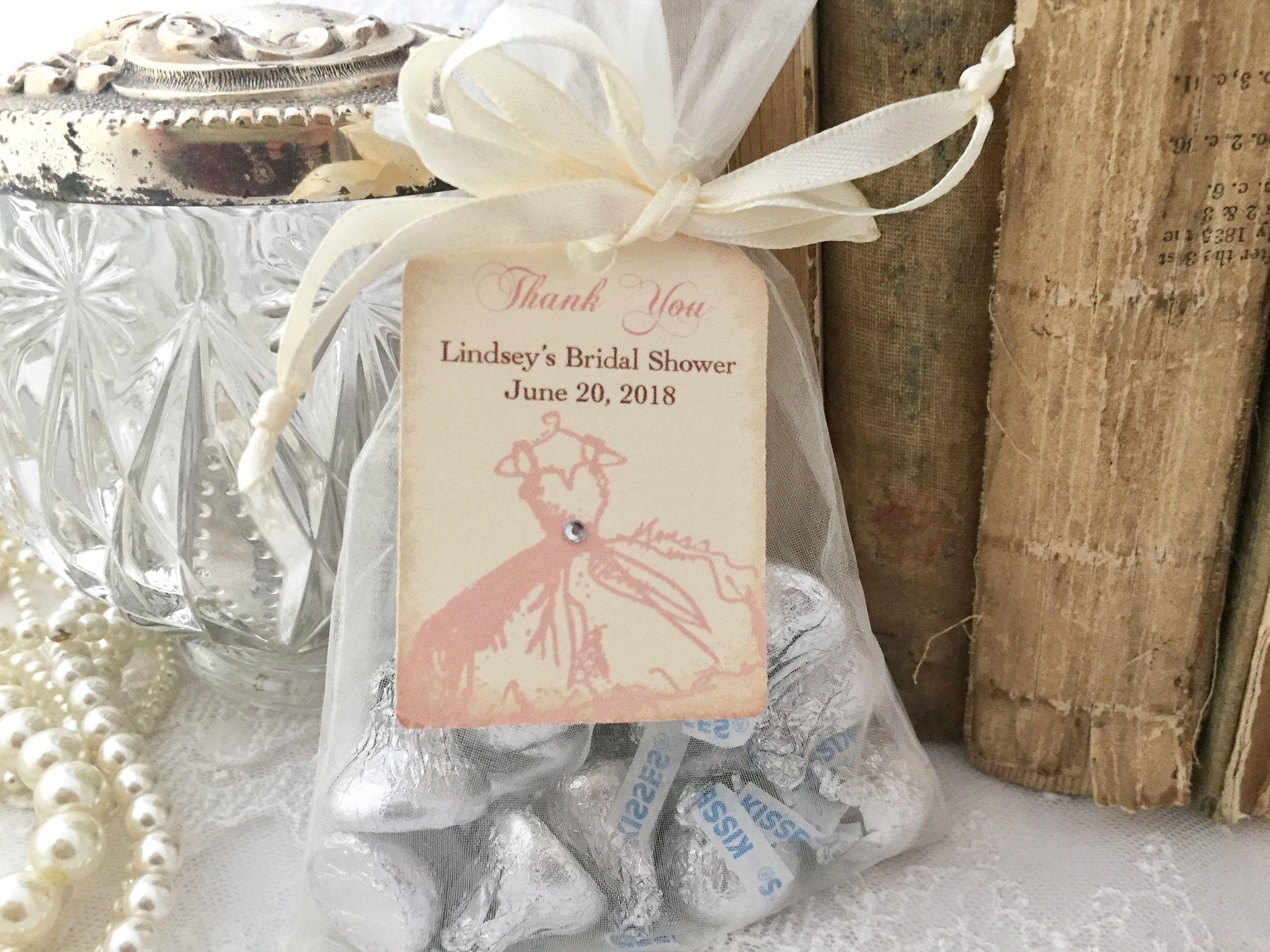 Bridal Shower Favor Bags Organza Bags and Dress Tags Pink Etsy