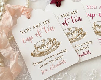 Tea Party Favor Tags: Personalized Thank You Gift Tags