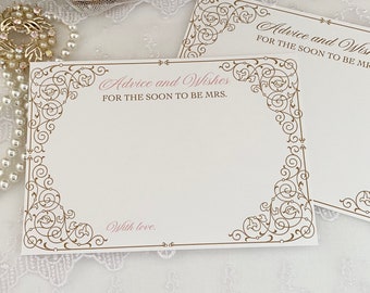 PRINTED Bridal Shower Advice And Wishes Cards for the Soon to Be Mrs Bride, Date Night Idea Cards, Marriage Tip Cards, Couples Shower Advice
