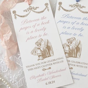 Alice in Wonderland Bridal Shower Bookmarks: Personalized Party Favors