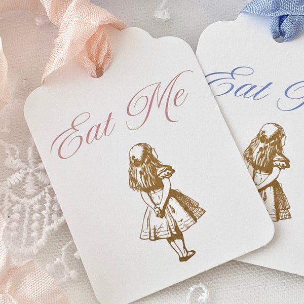 Printed Eat Me Favor Tags, Eat Me Party Tags, Alice In Wonderland Party Favor Tags