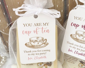 Tea Cup Favor Bags for Bridal Shower, Birthday, Tea Party, You are my Cup of Tea Favor Bags, Tea Bag Favors, Personalized Tea Party Gift
