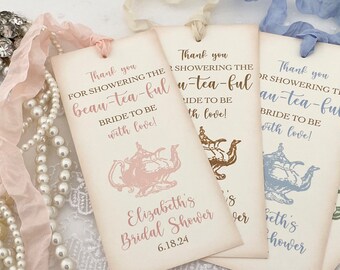 Bridal Shower Tea Party Bookmark Favors, Printed Tea Party Bride to Be Favors, Beau-tea-ful Bride Favors, Book Lovers Literary Favor Gift