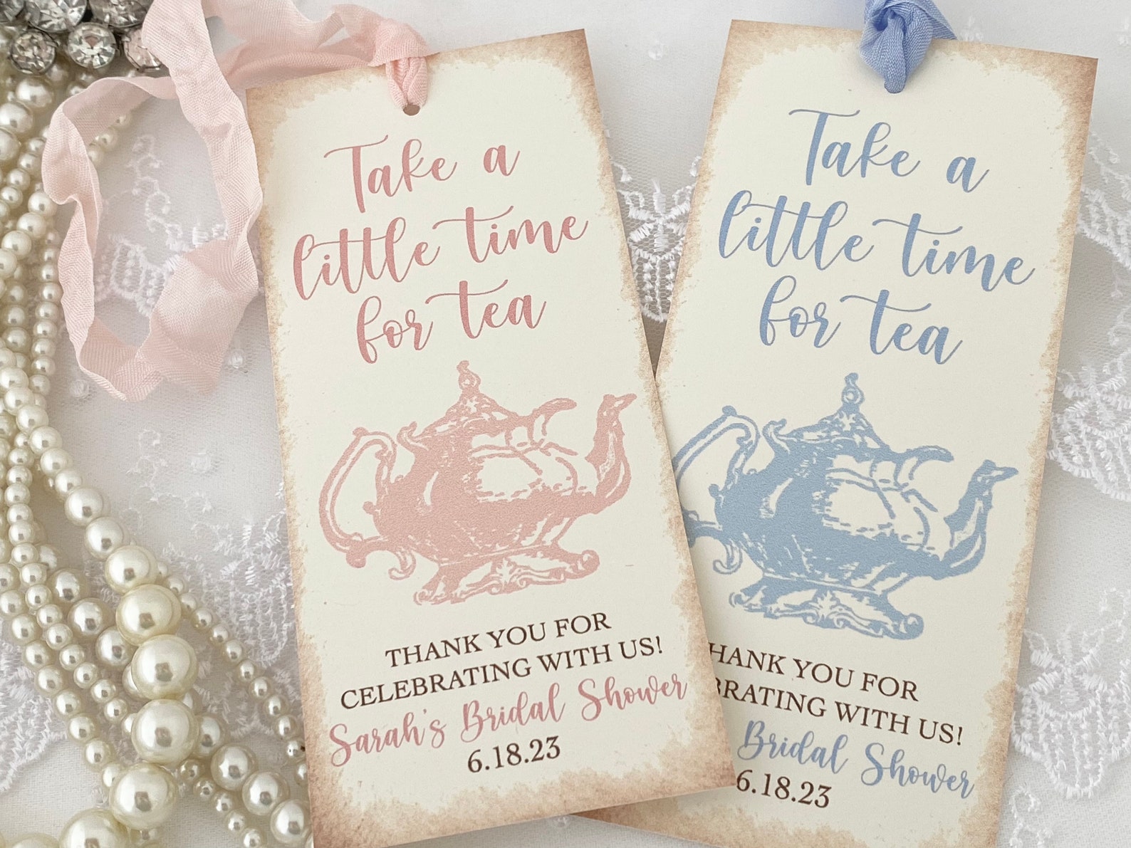Tea Party Favors Tea Bookmarks Tea Party Bookmarks Bridal Etsy