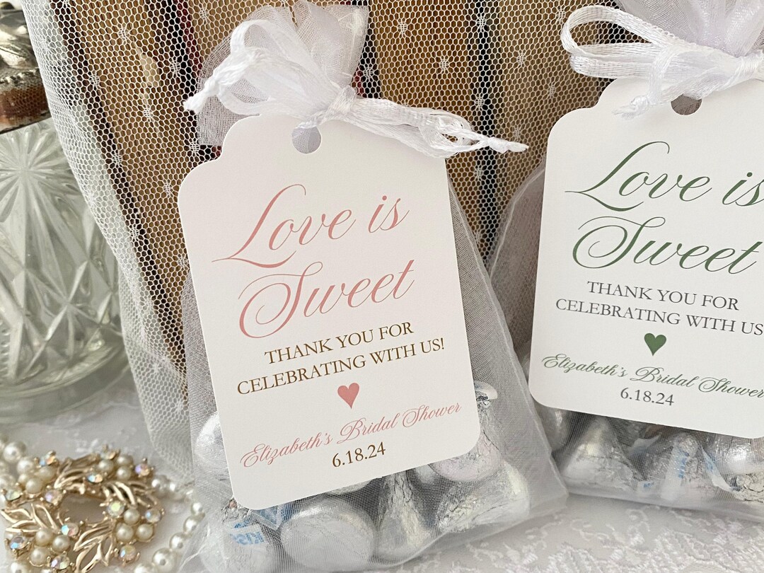 Love is Sweet Bridal Shower Favor Bags Bridal Shower Treat Candy Bags Organza Bags and Tags Engagement Favors Etsy