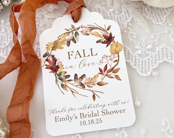 Fall Bridal Shower Favor Tags, Autumn Leaves, Personalized Gift Tags