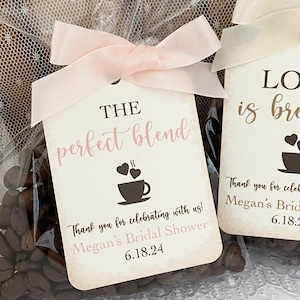 Coffee Bean Grounds Favor Bags, Coffee Bridal Shower Favors, Bridal Espresso Favors, The Perfect Blend Favor Bags for Bridal Shower