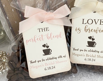 Coffee Bean Grounds Favor Bags, Coffee Bridal Shower Favors, Bridal Espresso Favors, The Perfect Blend Favor Bags for Bridal Shower