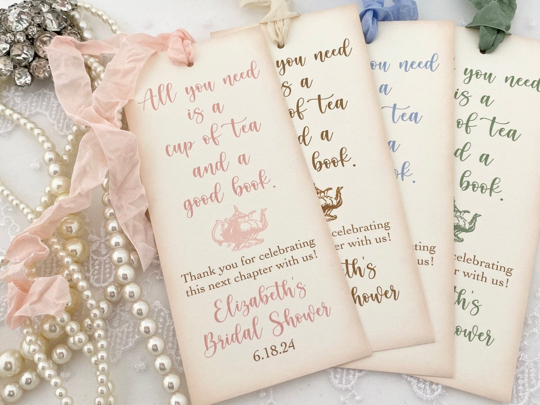 Tea Party Favor Bookmarks, Bridal Shower Tea Party Bookmarks, Bridal