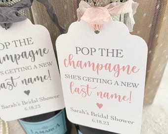 Personalized Bridal Shower Favor Tags: Champagne Theme