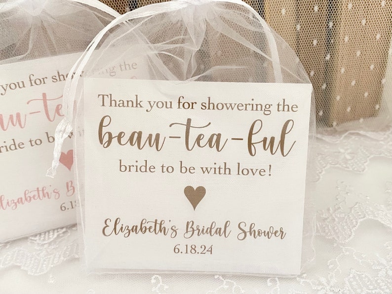 Bea-tea-ful Bride To Be Bridal Shower Tea Party Favor Bags, Tea Party Bridal Shower Favors, Tea Bag Favors image 3