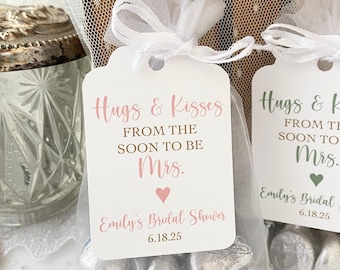 Hugs & Kisses Bridal Shower Favor Bags: Organza, Personalized Tags