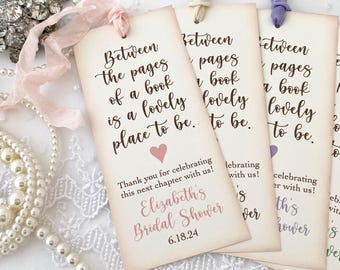Vintage Style Bridal Shower Bookmarks: Personalized Keepsake Favors