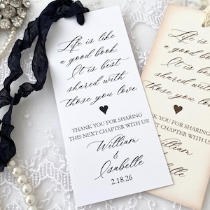 Custom Wedding Bookmark Favors: Literary Book Theme