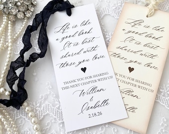 Custom Wedding Bookmark Favors: Literary Book Theme