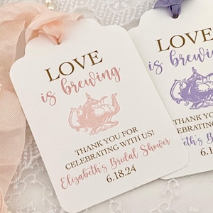 Love is Brewing Favor Tags: Tea Party Bridal Shower Gift Labels