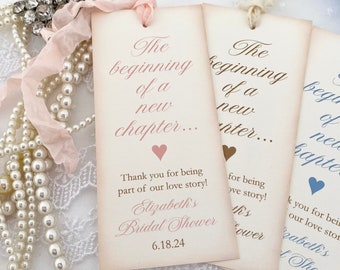 Bridal Shower Bookmarks Favors, Bridal Shower Favors, Book Themed Shower Favors, Wedding Bookmark Favors, The beginning of a new chapter