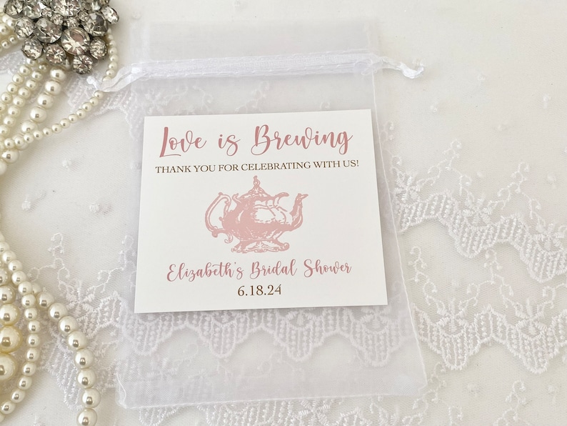 Tea Party Favors, Tea Party Gift, Love is Brewing Favors, Bridal Tea Party Favors, Bridal Tea Favors image 3