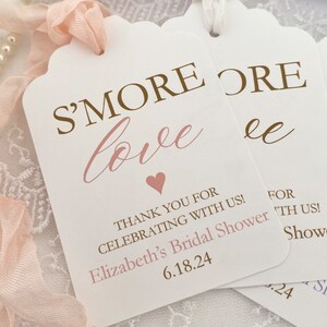 Printed Bridal Shower S'more Favor Gift Tags, Personalized S'mores Bar Tags Labels, Bridal Shower Wedding S'more Tags, S'more Love Tag image 1