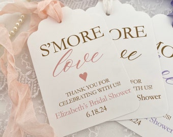 Printed Bridal Shower S'more Favor Gift Tags, Personalized S'mores Bar Tags Labels, Bridal Shower Wedding S'more Tags, S'more Love Tag