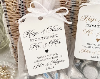 Hugs and Kisses Wedding Favors, Hugs and Kisses Favor Bags, New Mr. & Mrs. Favors, Printed