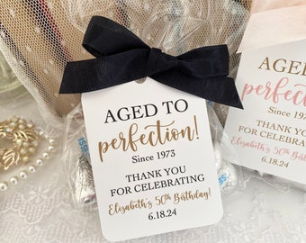 Aged to Perfection Birthday Party Favor Bags for Adults, Men, Women, Dad, Grandma, Boss, 30th, 40th, 50th, 60th Birthday Favors for Party