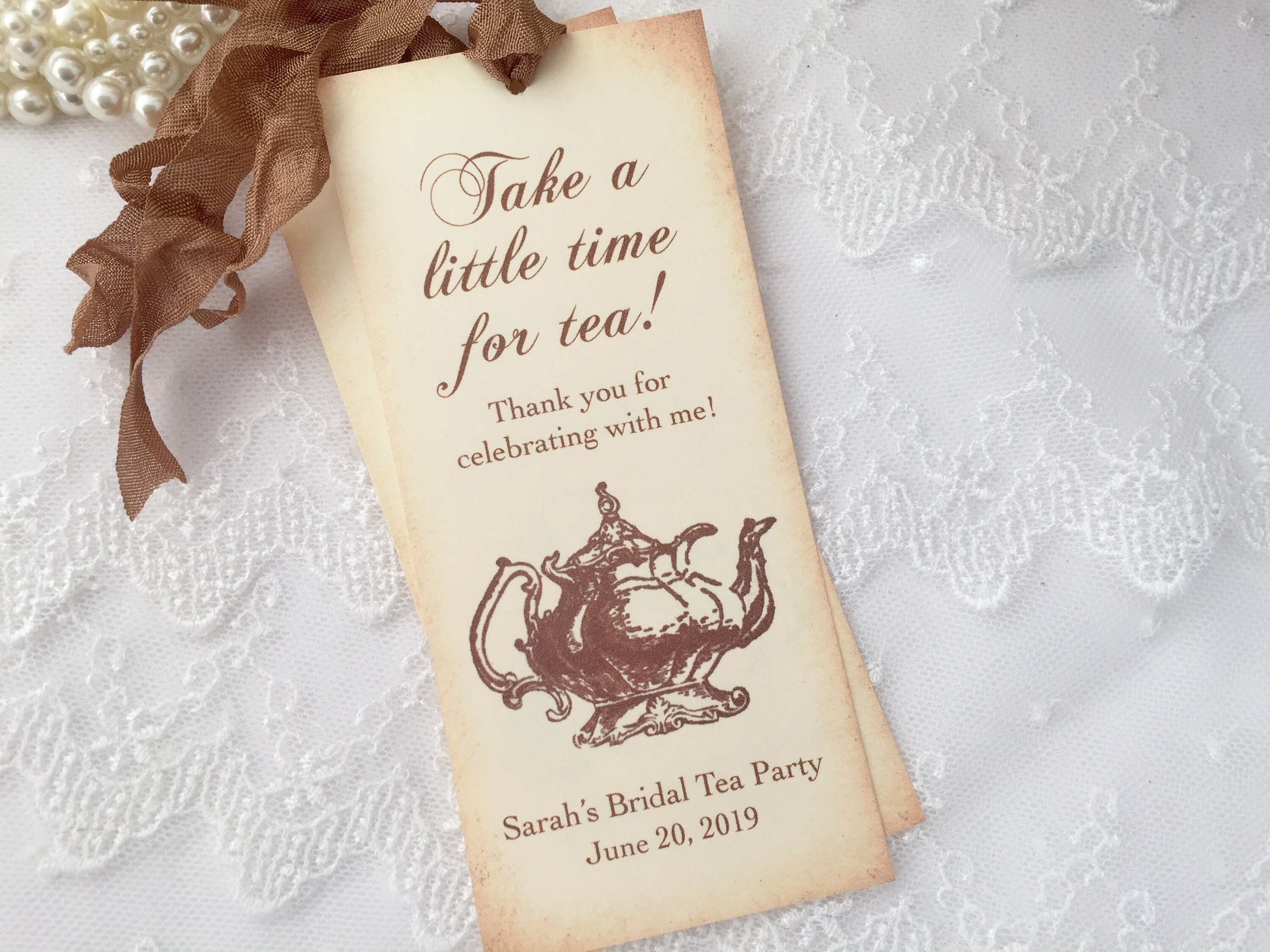 Tea Party Favor Bookmarks Bridal Shower Tea Party Bookmarks Etsy