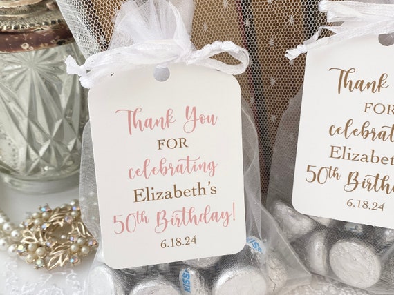 Happy 50th Birthday Favor Bags, 50th Adult Birthday Treat Bags, 21st 20th,  30th, 40th, 60th Birthday Party Favor Gift Bags 