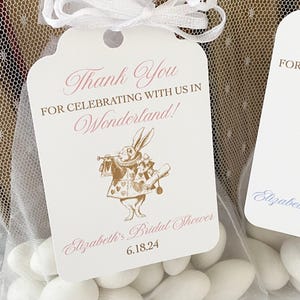 White Rabbit Favor Bags with Tags: Bridal Shower, Baby Shower